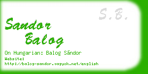 sandor balog business card