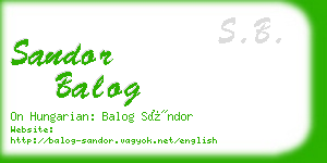 sandor balog business card